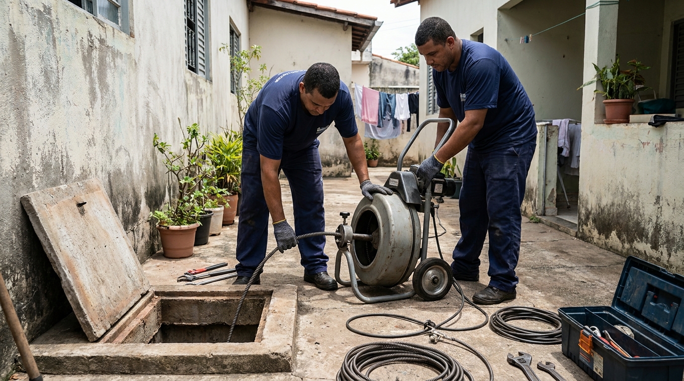 Desentupimento de Coluna Sanitária na Mooca, Zona Leste de São Paulo‑SP