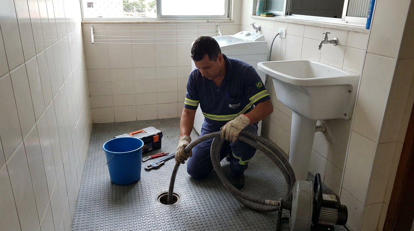 Desobstrução na Cozinha no Pari, Zona Leste de São Paulo‑SP